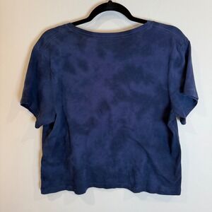 Athleta Blue Tie Dye Cropped T Shirt Size L Relaxed Fit Casual Athleisure